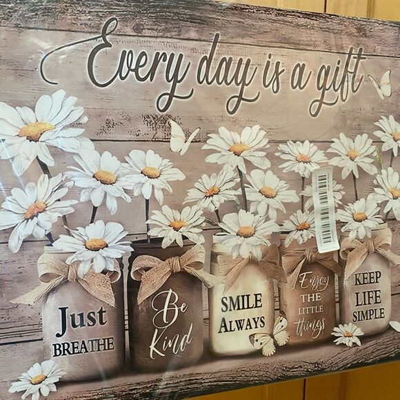 Decorative Wall Art with Daisies and Inspirational Quotes - Picture 2 of 3